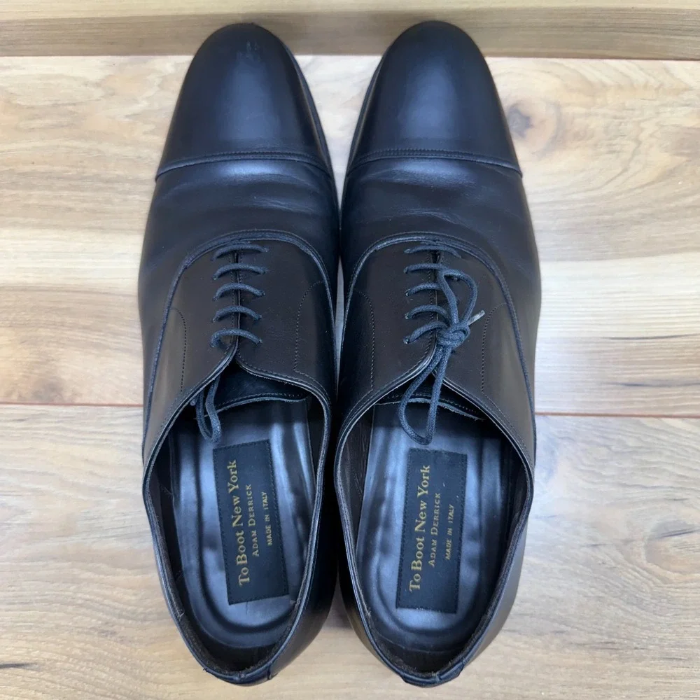 To Boot Adam Derrick New York Mens Derby 11 Black Leather Cap Toe Dress Shoes